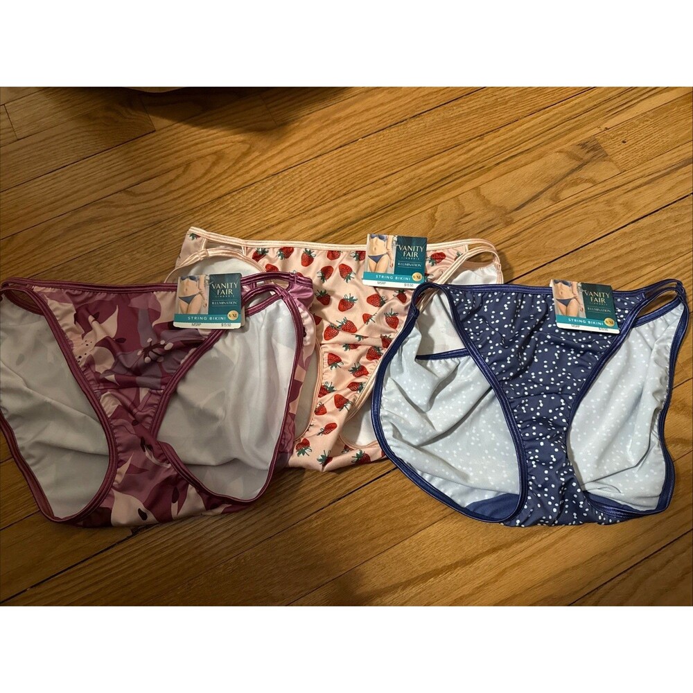 NWT Vanity Fair Illumination String Bikini 18108 3 PAIRS  Size 8 XL Mixed Lot